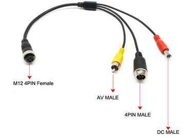 Phụ kiện DVR, Bộ điều hợp micrô bên ngoài 4 chân cắm dành cho nữ Đầu cắm hàng không vào 4 chân đực + RCA + DC