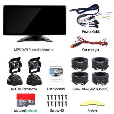 Hệ thống AI DVR xe hơi BSD báo động 360 ° 4CH 10.36 Inch Monitor With Recorder for Truck