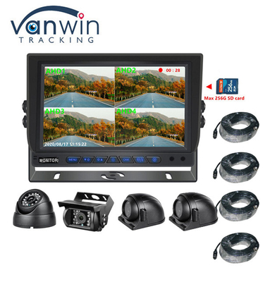 Sản phẩm bán nóng 9 inch 1024 * 600 AHD Quad Display Xe tải Xe tải Hệ thống camera an ninh Với chức năng ghi âm