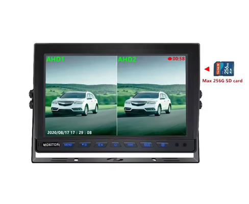 Sản phẩm bán nóng 9 inch 1024 * 600 AHD Quad Display Xe tải Xe tải Hệ thống camera an ninh Với chức năng ghi âm