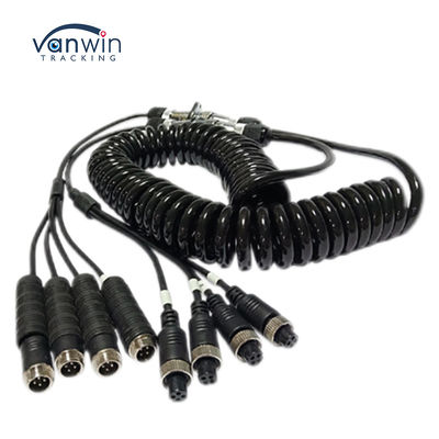 Xe ô tô Video hàng không dây xuân trailer kết nối dây 4-pin / RCA xoắn ốc mở rộng dây chuyền