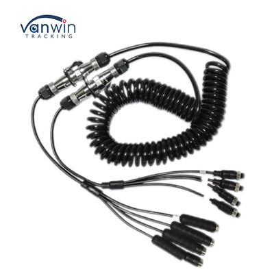 Xe ô tô Video hàng không dây xuân trailer kết nối dây 4-pin / RCA xoắn ốc mở rộng dây chuyền
