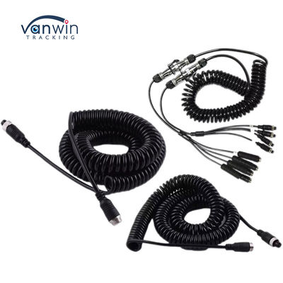 Xe ô tô Video hàng không dây xuân trailer kết nối dây 4-pin / RCA xoắn ốc mở rộng dây chuyền
