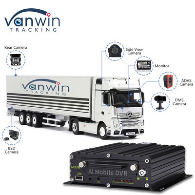 ADAS DMS BSD AI Xe đội Cam Xe với 8CH WiFi GPS 4G Live View DVR di động cho xe