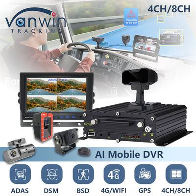 8CH AI BSD ADAS DMS MDVR System HD 1080P HDD DVR di động với chức năng WIFI 4G GPS