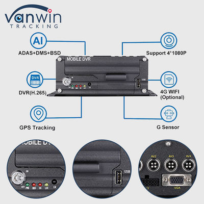 H.265 4CH 1080P HDD DVR di động Xe CCTV Video Recorder Kit Hệ thống máy ảnh MDVR