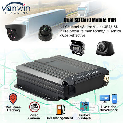 4CH 1080P Dual SD Card Mobile DVR hỗ trợ cảm biến dầu 4G Real Time Video Monitoring GPS Tracker