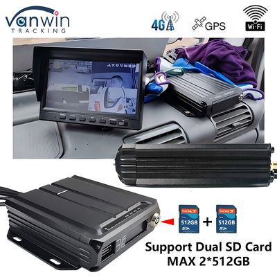 4CH thẻ SD kép DVR di động kích thước mini Xe Black Box trong xe CCTV 4G GPS MDVR