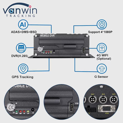 1080P 4CH HDD DVR 5G GPS Tracker Hệ thống giám sát xe cho an toàn đội tàu