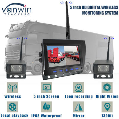 DVR kỹ thuật số HD không dây 5 inch với màn hình Quad-Split cho Truck Reverse Safety Monitoring