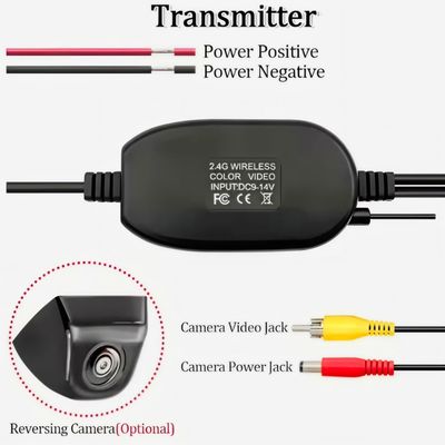 Không dây 2.4G RCA Video Signal Transmitter Receiver Universal For Car Rear View Reverse Camera 12V