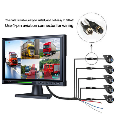 10.1 inch IPS Touch Screen 5CH Split DVR Rear View Monitor, AHD 1080P BSD Reverse Parking Camera Kit cho xe tải xe buýt RV