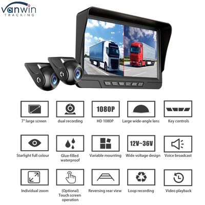 Hệ thống BSD 7 inch Máy ghi hình xe ô tô Hệ thống nhìn ngược phía sau DVR xe tải Dash Camera DVR đỗ xe phía trước và phía sau cho xe tải