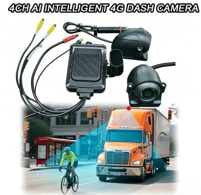 Trước và sau Dash Cam 4CH ADAS DMS Auto Video Recorder Với 4G GPS WIFI Máy ảnh từ tính cho xe tải
