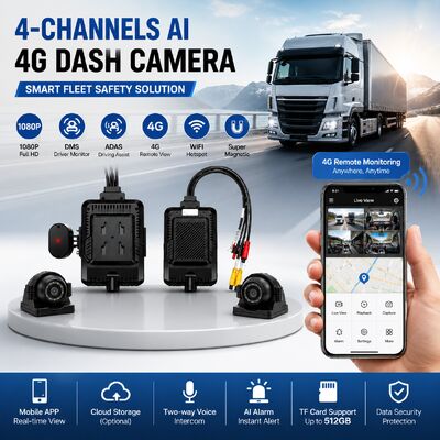 24V 4CH AI Dash Cam Kit Camera an ninh xe DVR với DMS ADAS BSD Side Camera cho xe tải / xe buýt