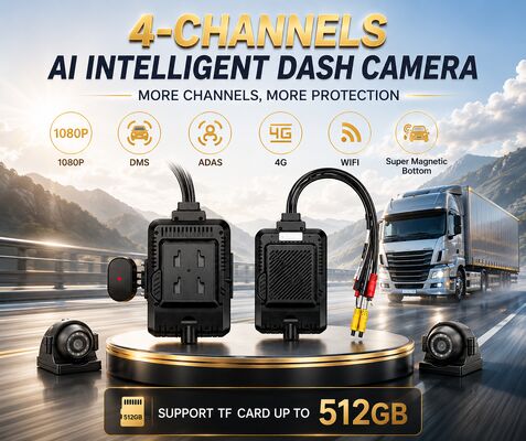 24V 4CH AI Dash Cam Kit Camera an ninh xe DVR với DMS ADAS BSD Side Camera cho xe tải / xe buýt