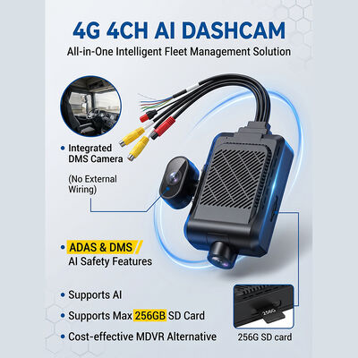 Truck hạng nặng 4G Dash Recorder với ADAS BSD - GPS Telematics Fleet Camera với nút SOS Panic