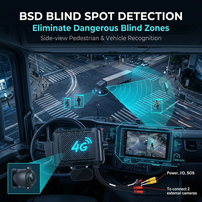 Truck hạng nặng 4G Dash Recorder với ADAS BSD - GPS Telematics Fleet Camera với nút SOS Panic