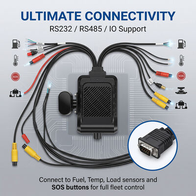Hệ thống Camera hành trình 4G cho xe thương mại - Bộ theo dõi WiFi GPS chống trộm có hỗ trợ ngoại vi I/O RS232