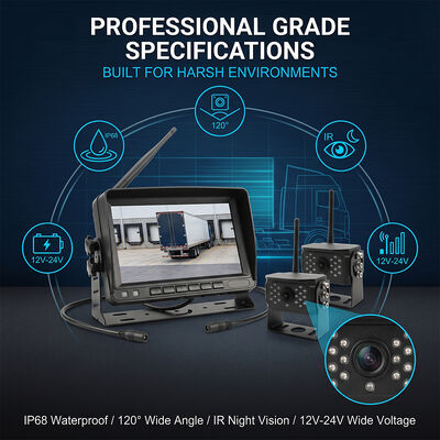 Hệ thống camera dự phòng không dây với camera quan sát phía sau màn hình 7 "Cài đặt dễ dàng, tín hiệu ổn định 320FT cho xe tải rơ moóc