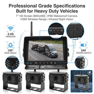 Hệ thống sao lưu máy ảnh quay ngược xe 7 inch không dây cho xe tải xe kéo