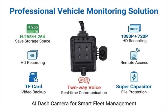 Máy ảnh bảng điều khiển thông minh 4G AI 4 kênh, ADAS + DMS + BSD Active Safety,1080P + 720P ghi lại cho taxi