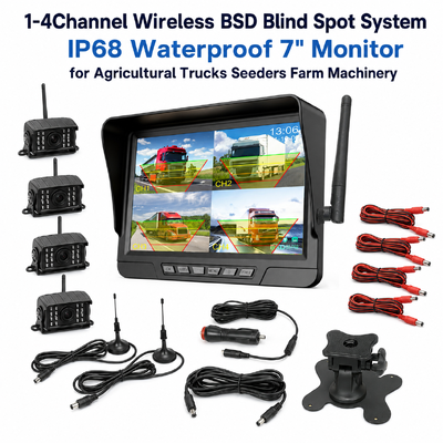 Hệ thống camera không dây kỹ thuật số AHD 7 inch cho xe tải, camera lùi xe, bộ màn hình TFT không dây cho ô tô
