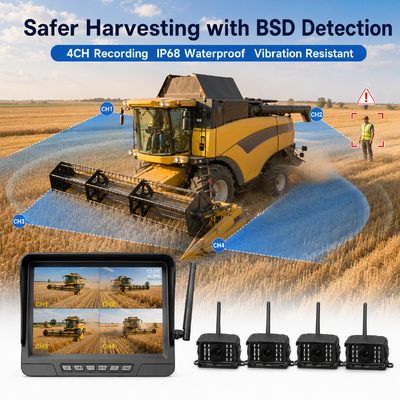 Bộ Camera Máy Kéo Cắm và Chạy Không Dây 2 Kênh – Màn Hình 7" IP68 với Tầm Nhìn Ban Đêm, BSD và Thiết Kế Chống Rung