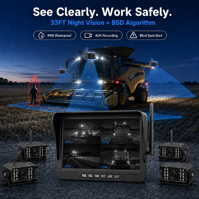 Bộ Camera Máy Kéo Cắm và Chạy Không Dây 2 Kênh – Màn Hình 7" IP68 với Tầm Nhìn Ban Đêm, BSD và Thiết Kế Chống Rung