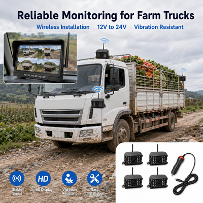 Bộ Camera Máy Kéo Cắm và Chạy Không Dây 2 Kênh – Màn Hình 7" IP68 với Tầm Nhìn Ban Đêm, BSD và Thiết Kế Chống Rung