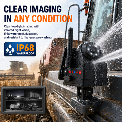 Camera hành trình không dây 4CH 720P dành cho Xe tải, RV & Xe buýt – Báo động IPS BSD 7 inch, Giá đỡ từ tính, Có thể sạc lại, Plug-and-Play, Có thể mở rộng 1-4CH