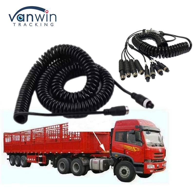 Xe ô tô Video hàng không dây xuân trailer kết nối dây 4-pin / RCA xoắn ốc mở rộng dây chuyền