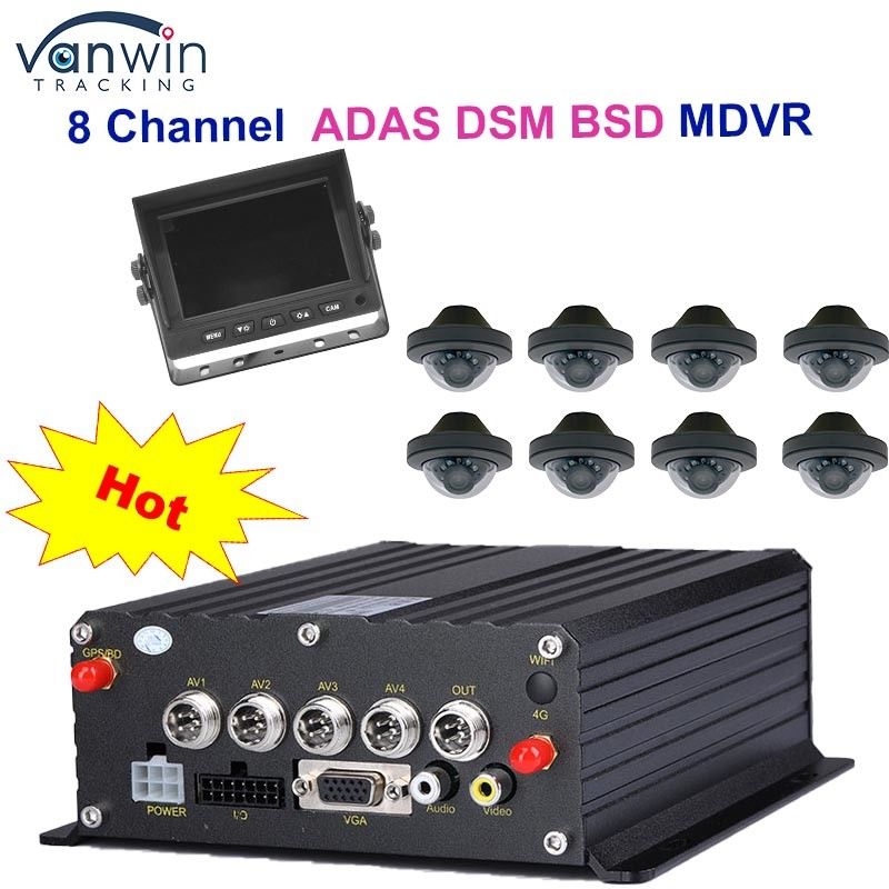 1080P H265 DUAL SD Card 8 Channel Mobile DVR với HDD Max 2TB cho xe taxi xe tải