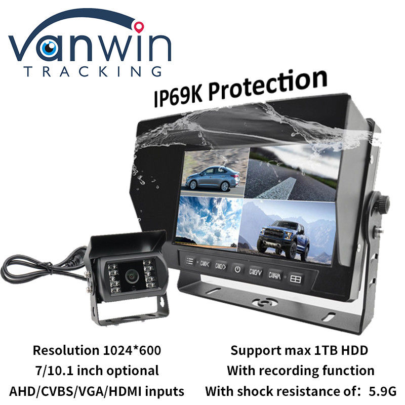 IP69K 7 / 10.1 Inch Waterproof AHD Quad TFT Car Monitor Dispaly cho xe phổ biến