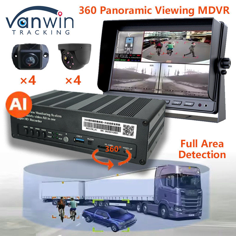 8 CH 4G 360 Panoramic Viewing MDVR With AI ADAS DSM BSD Panoramic View Hệ thống máy ảnh DVR xe hơi