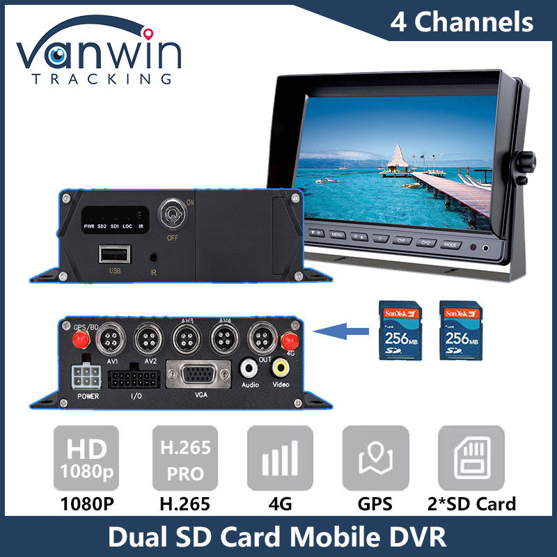 4G GPS Dual SD Card DVR di động 1080P 4CH CCTV Camera Recorder An ninh DVR theo dõi di động