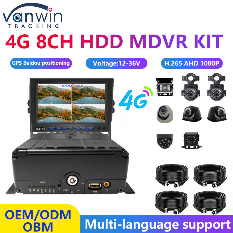 Hệ thống DVR di động H.265 8CH HDD 1080P Với bộ MDVR 4G GPS chức năng WIFI cho quản lý hạm đội