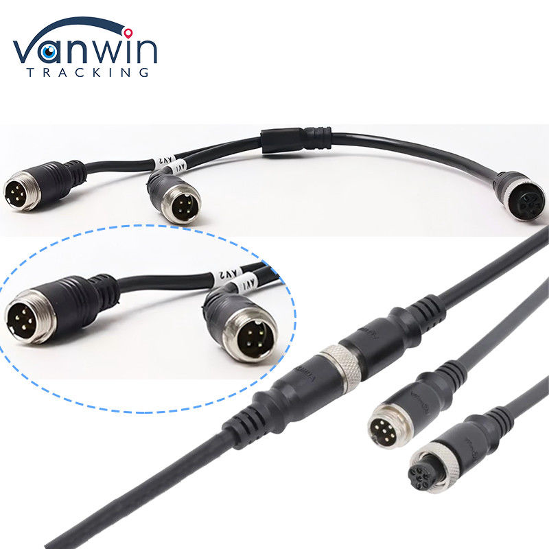 6 pin hàng không nữ đến hai 4P đàn ông hàng không adapter cáp cho hệ thống an ninh xe