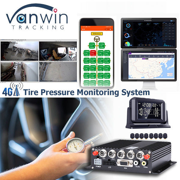 4CH 4G Wireless Real Time Truck MDVR với hệ thống giám sát áp suất lốp xe kỹ thuật số 6-24 bánh