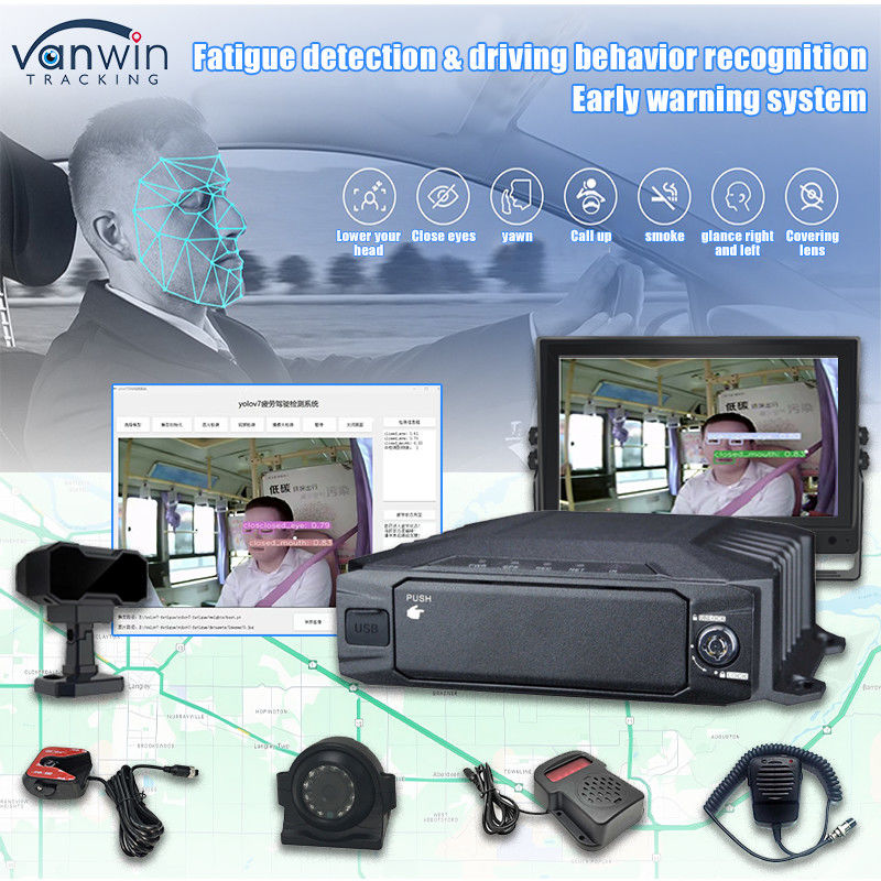 8CH 1080P HDD AI Hệ thống bảo mật DVR di động với 4G GPS WIFI ADAS DSM BSD