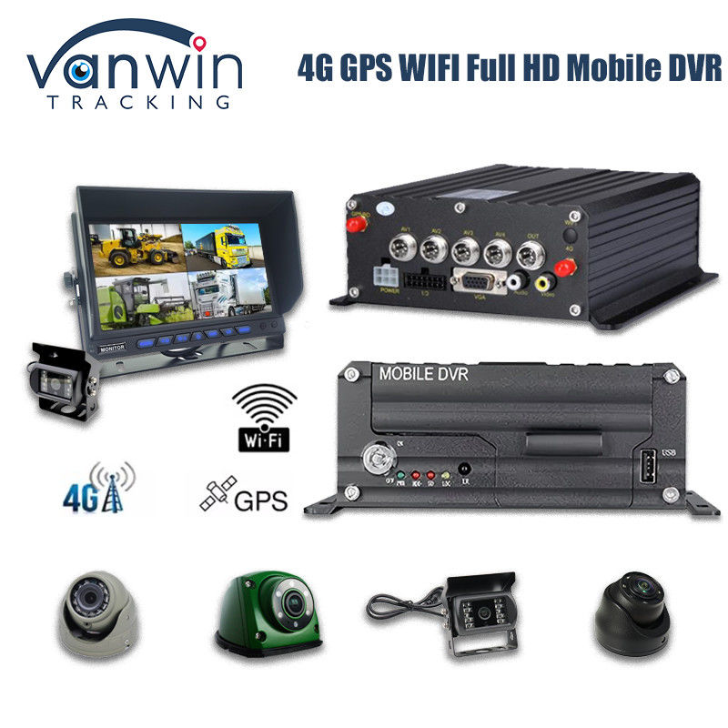 Thiết bị lưu trữ dữ liệu theo dõi và theo dõi thời gian thực 4CH 1080P HDD Mobile DVR 4G GPS