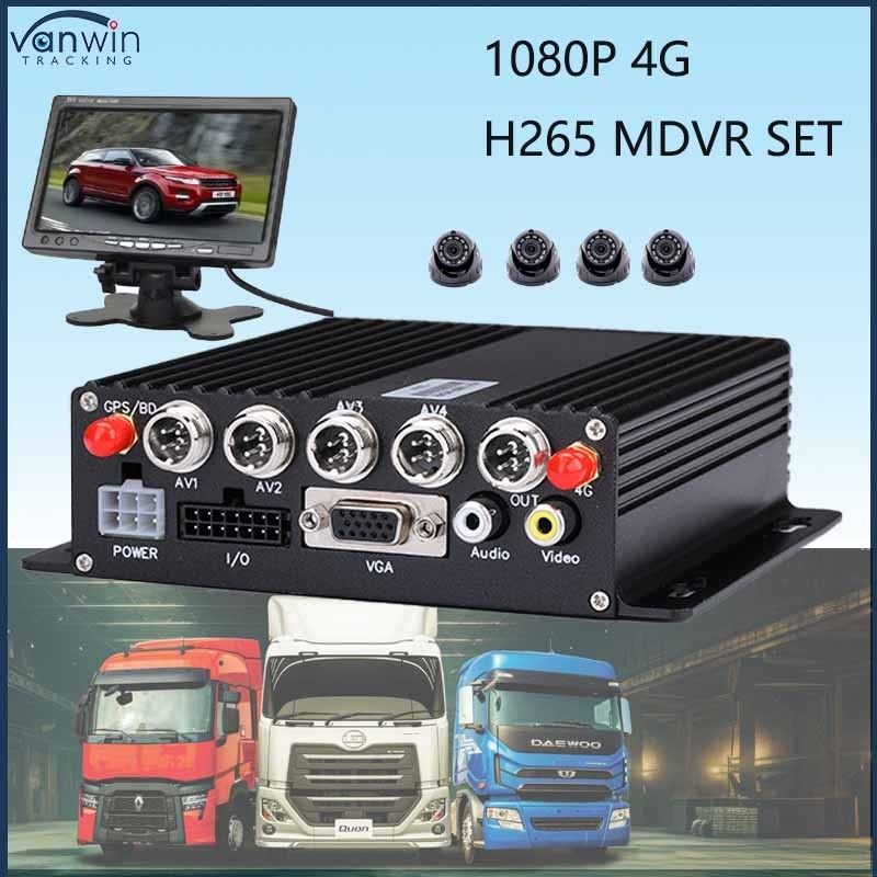 HD 1080P AI BSD ADAS DMS Kit Xe buýt Xe tải 4G WiFi 4 kênh SD Hệ thống DVR di động Xe CAR Black Box