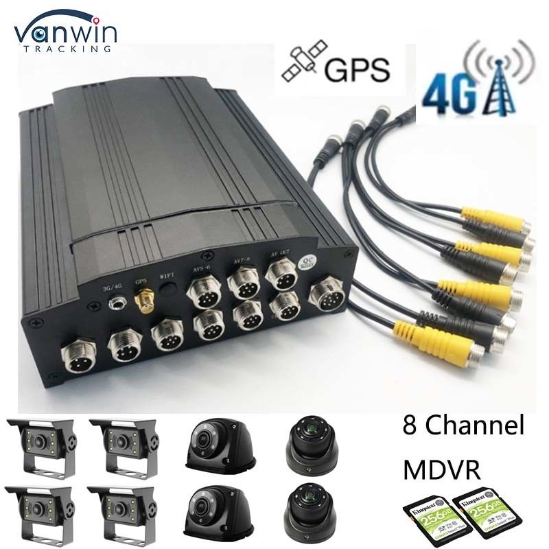 Full HD 1080P 8CH Mobile DVR SD Card 4G GPS H.265 CMSV6 Hệ thống bảo mật DVR xe buýt