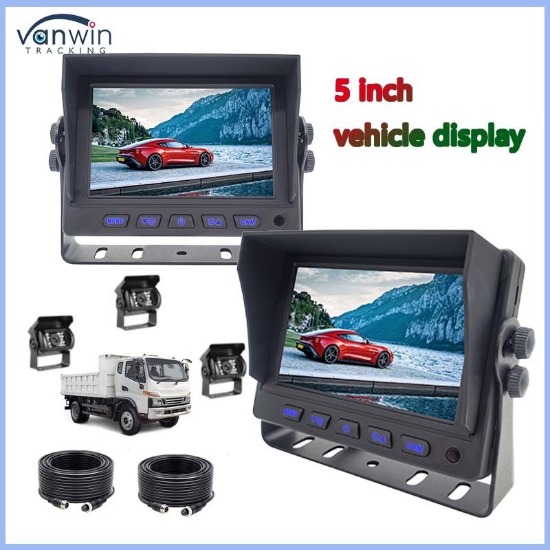 Màn hình LCD 5 inch TFT Car Monitor Metal Connector + 4PIN CCD Màu nhìn phía sau quay ngược Camera 12-24v Cho Caravan Van Rv