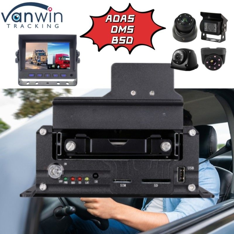 Hỗ trợ DVR HDD chuyên nghiệp 4CH ADAS DMS BSD chức năng 4G GPS Vehicle Tracker