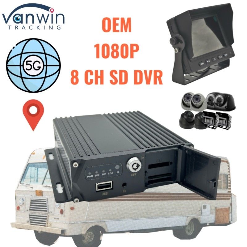 Thẻ SD 8 kênh MDVR 5G GPS Vehicle Tracker 1080P Video Recorder Cho Xe tải Xe buýt Van Hỗ trợ Dịch vụ OEM