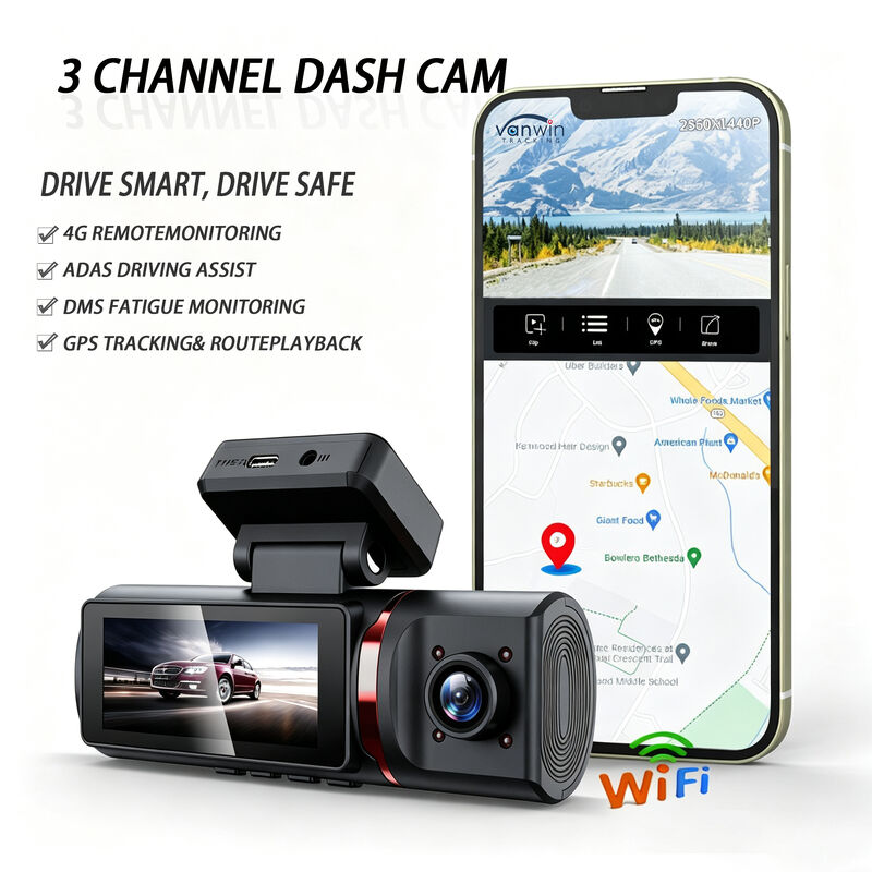 4K Dashcam lái xe hỗ trợ nâng cao GPS ADAS DMS Với hỗ trợ WIFI Để giám sát đỗ xe