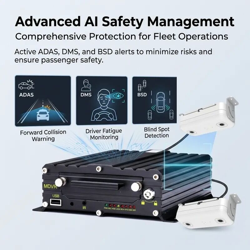 AI đếm hành khách MDVR với DMS ADAS BSD và WiFi 4G 98% độ chính xác cho quản lý đội tàu
